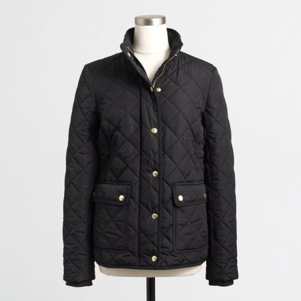 J Crew Black Quilted Jacket With Gold Hardware Size small